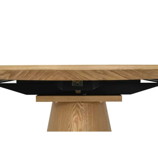 Table à manger extensible UNIQUE 160–200 cm – Chêne naturel avec pied central au design élégant