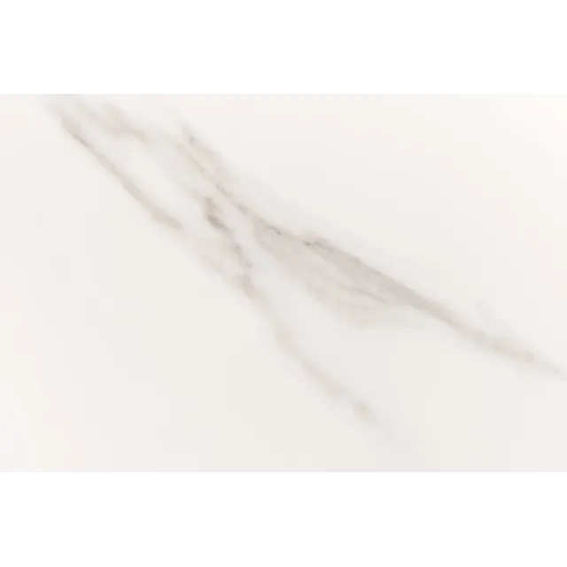 Table à manger design UNIQUE 200 cm – Plateau céramique blanc effet marbre & pied colonne noyer