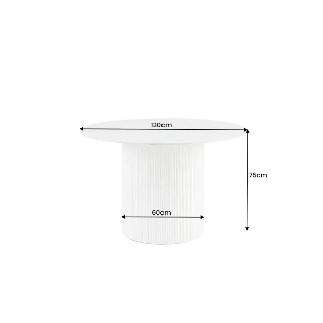 Table ronde en céramique blanche UNIQUE 120 cm – Design marbre & pied colonne élégant