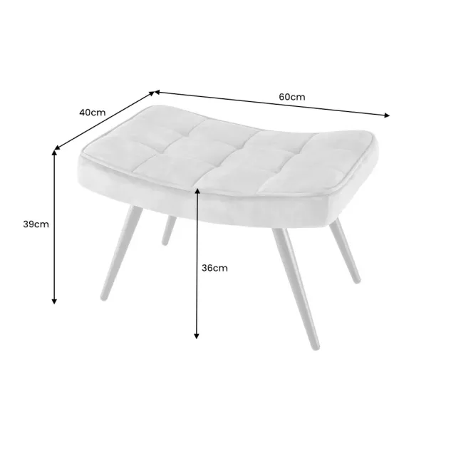 Repose-pieds moderne scandinave – Tissu bouclé champagner greige avec pieds en métal noir