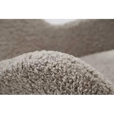 Fauteuil à bascule design scandinave – Tissu bouclé champagner greige, structure en métal noir