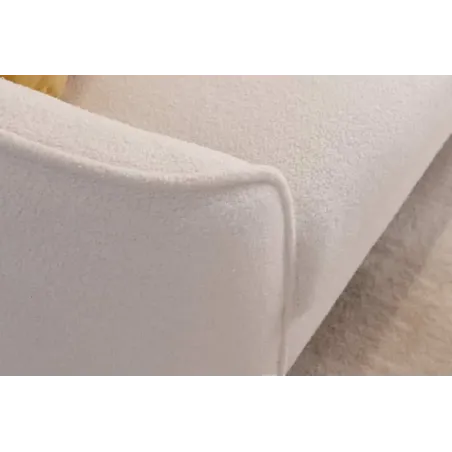 Canapé design 3 places DIVA – 205 cm en bouclé blanc avec pieds en métal doré | Confort & élégance
