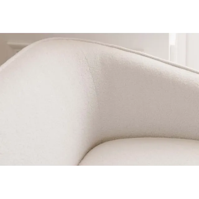 Canapé design 3 places DIVA – 205 cm en bouclé blanc avec pieds en métal doré | Confort & élégance