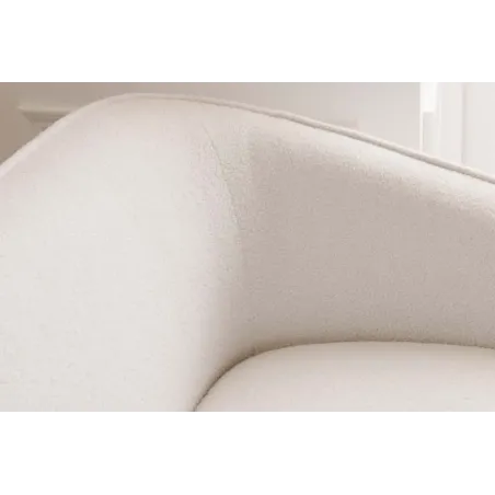 Canapé design 3 places DIVA – 205 cm en bouclé blanc avec pieds en métal doré | Confort & élégance
