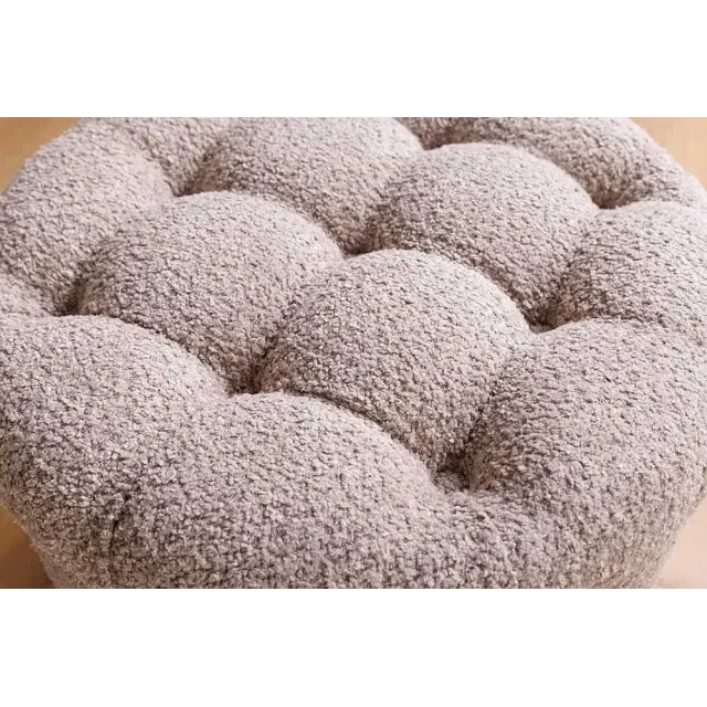 Pouf rond MODERN BAROCK – 50 cm en tissu bouclé champagner avec espace de rangement intégré