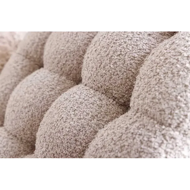 Pouf rond MODERN BAROCK – 50 cm en tissu bouclé champagner avec espace de rangement intégré