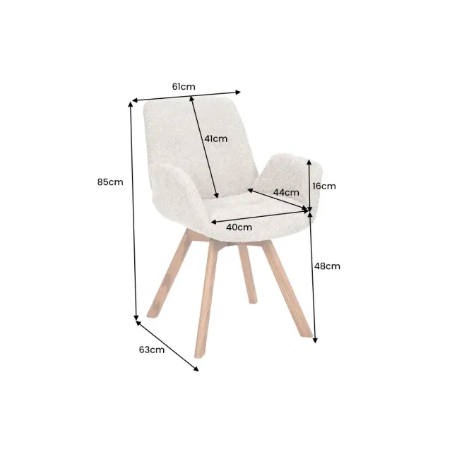 Chaise design BALTIC pivotante – Bouclé gris, pieds en chêne naturel | Élégance scandinave & confort 360°