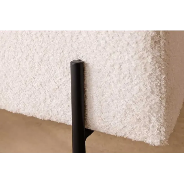 Banquette coffre moderne LOFT – 100 cm – Tissu bouclé blanc & structure métal noir | Assise confortable avec rangement intégré