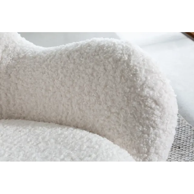 Fauteuil à bascule SCANDINAVIA – Bouclé blanc & métal noir – Design scandinave et confort moderne