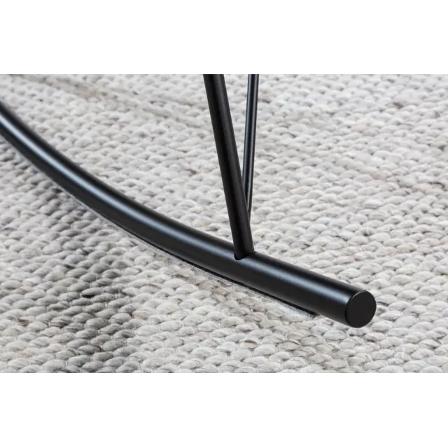 Fauteuil à bascule SCANDINAVIA – Bouclé blanc & métal noir – Design scandinave et confort moderne