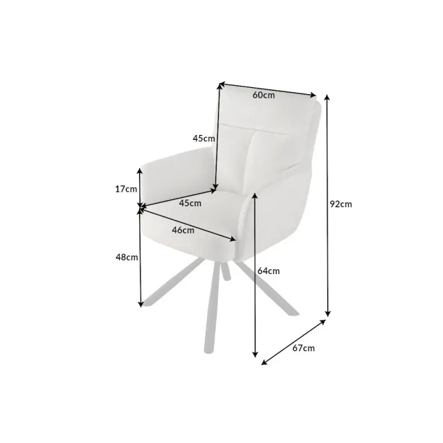 Fauteuil pivotant rétro BIG GEORGE – Bouclé greige, assise à ressorts Bonell & pieds métal noir