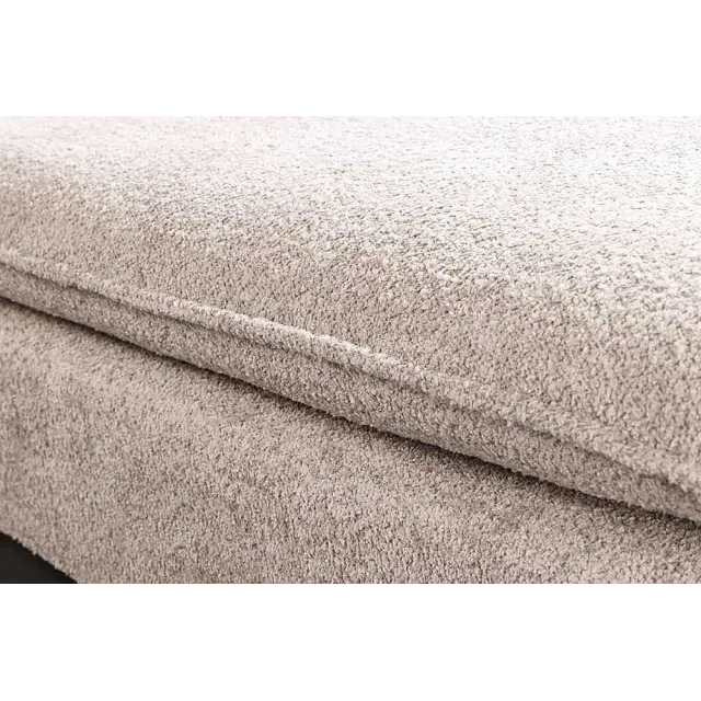 Pouf HEAVEN 100 cm – Tissu bouclé champagner beige, rembourrage à ressorts Nosag, structure en bois massif