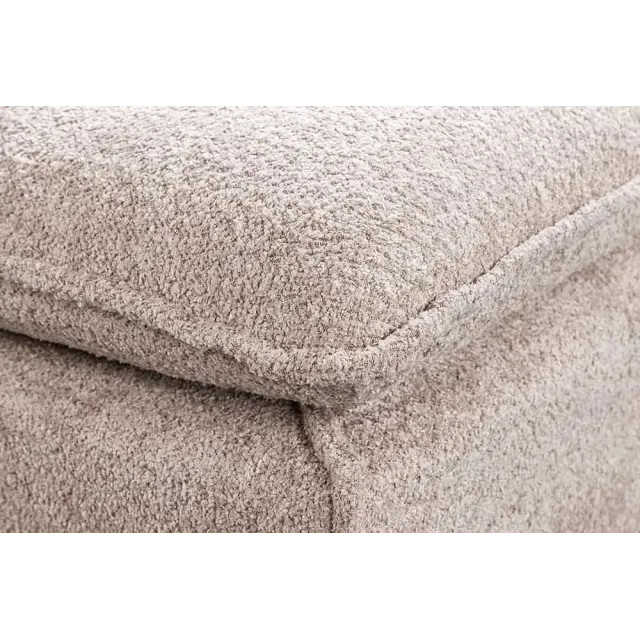 Pouf HEAVEN 100 cm – Tissu bouclé champagner beige, rembourrage à ressorts Nosag, structure en bois massif