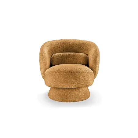 Fauteuil pivotant BOSSA NOVA – 76 cm – Tissu bouclé jaune moutarde avec assise rembourrée