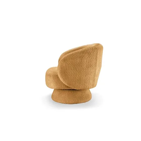 Fauteuil pivotant BOSSA NOVA – 76 cm – Tissu bouclé jaune moutarde avec assise rembourrée