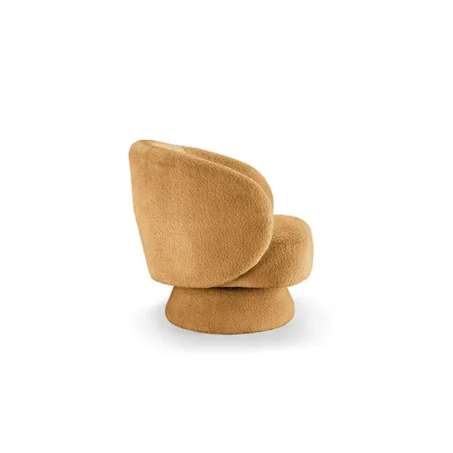 Fauteuil pivotant BOSSA NOVA – 76 cm – Tissu bouclé jaune moutarde avec assise rembourrée