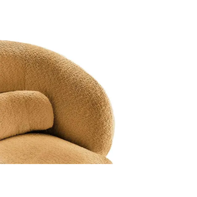 Fauteuil pivotant BOSSA NOVA – 76 cm – Tissu bouclé jaune moutarde avec assise rembourrée