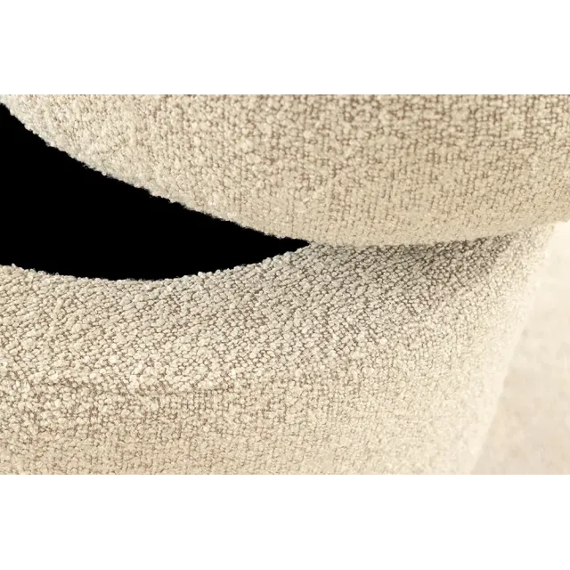 Pouf rond VOGUE 50 cm en tissu bouclé taupe – Siège design avec espace de rangement intégré