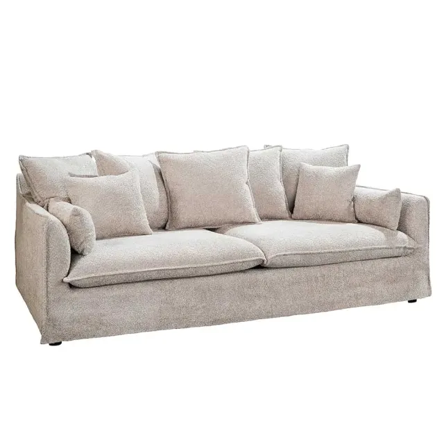 Canapé 3 places HEAVEN 200 cm en tissu bouclé champagne beige