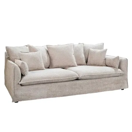 Canapé 3 places HEAVEN 200 cm en tissu bouclé champagne beige