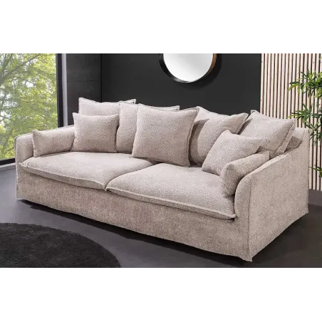 Canapé 3 places HEAVEN 200 cm en tissu bouclé champagne beige