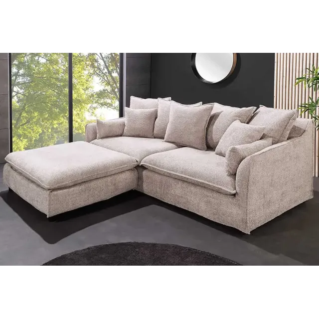 Canapé 3 places HEAVEN 200 cm en tissu bouclé champagne beige