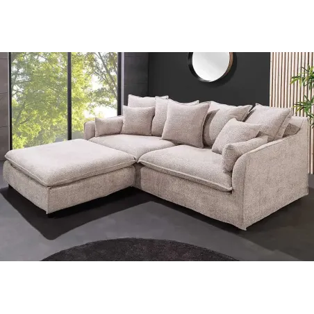 Canapé 3 places HEAVEN 200 cm en tissu bouclé champagne beige