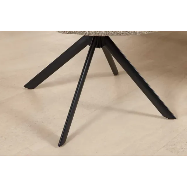 Fauteuil pivotant PAPILLON en tissu bouclé greige – Siège design avec accoudoirs, rotation 180° et piétement métal noir