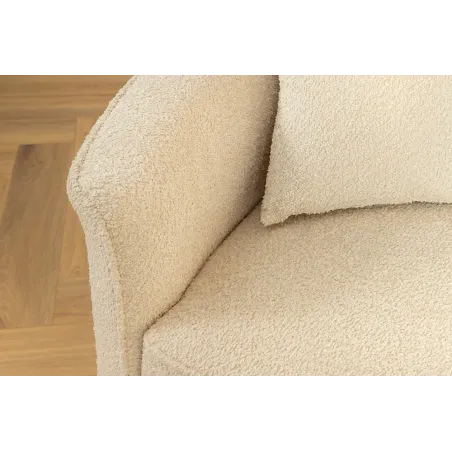 Canapé XXL ATELIER L 330 cm en tissu bouclé beige – Grand sofa moderne 4 places avec coussins inclus