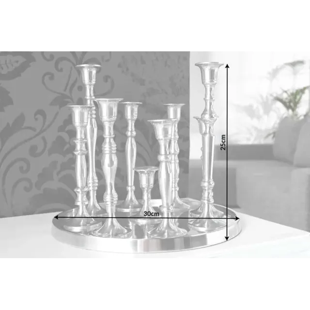 Chandelier design en aluminium argenté à 9 branches
