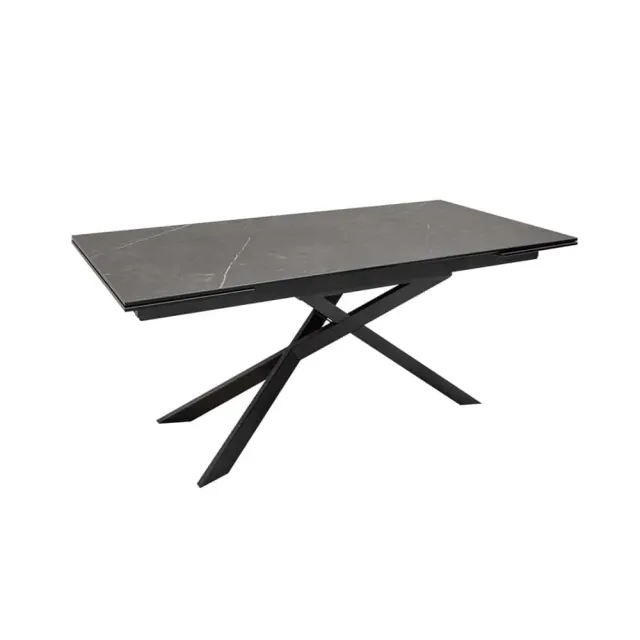 Table à manger 180-220-260cm céramique  aspect de pierre graphite