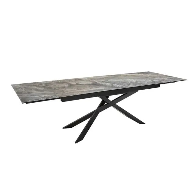 Table à manger extensible 180-220-260cm céramique  aspect marbre foncé