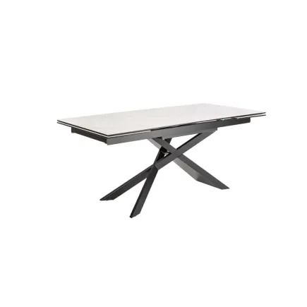 Table à manger extensible 180-220-260cm céramique  aspect marbre blanc