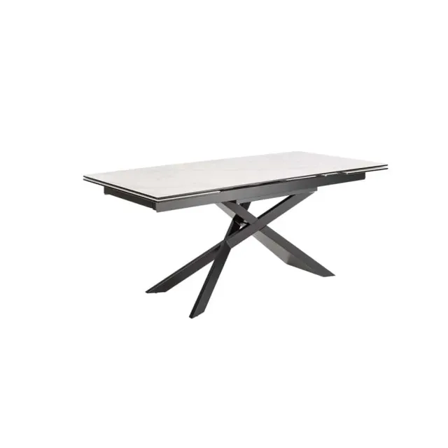Table à manger extensible 180-220-260cm céramique  aspect marbre blanc