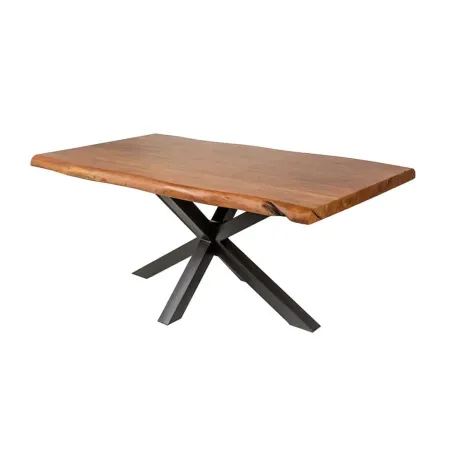 Table en Bois Massif 180cm avec Pieds Mikado en Métal Noir