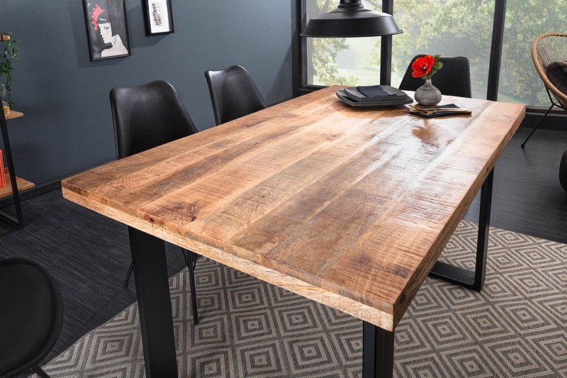 Table à manger de 120cm en bois massif coloris naturel
