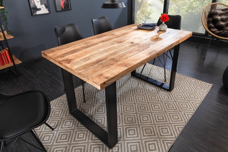 Table à manger de 120cm en bois massif coloris naturel