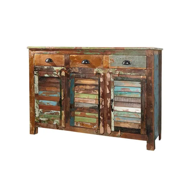 Bahut design industriel en bois massif recyclé