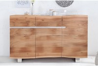 Bahut contemporain de couleur naturelle en bois massif à 3 portes et 2 tiroirs