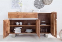 Bahut contemporain de couleur naturelle en bois massif à 3 portes et 2 tiroirs