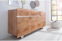Bahut contemporain de couleur naturelle en bois massif à 3 portes et 2 tiroirs