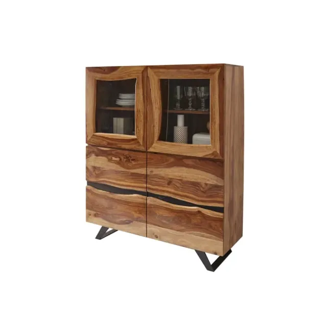 Vitrine design en bois massif coloris naturel