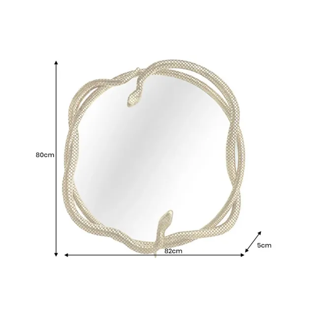 Miroir mural SNAKE XL 85 cm – Design serpent doré en métal sculpté, style luxueux et original