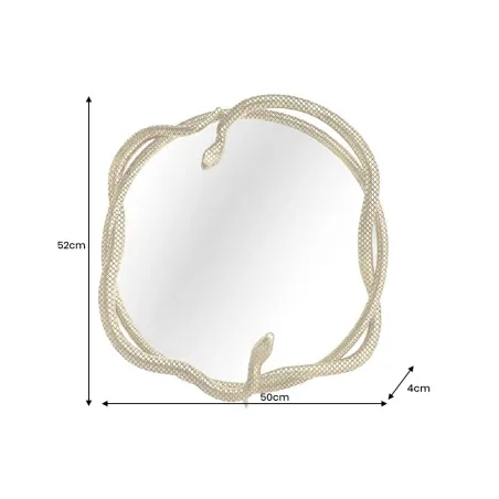 Miroir mural SNAKE L 50 cm – Métal doré sculpté, design serpent, finition artisanale