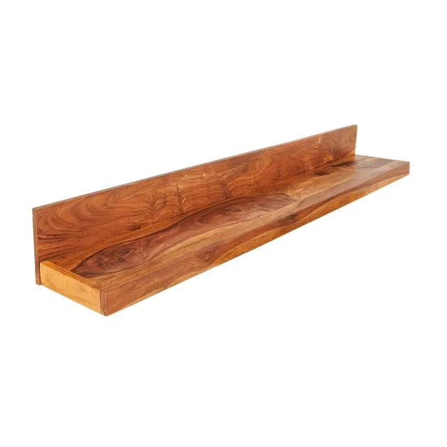 Étagère murale MAKASSAR 140 cm – Bois massif de sheesham, finition stone naturelle, fabrication artisanale