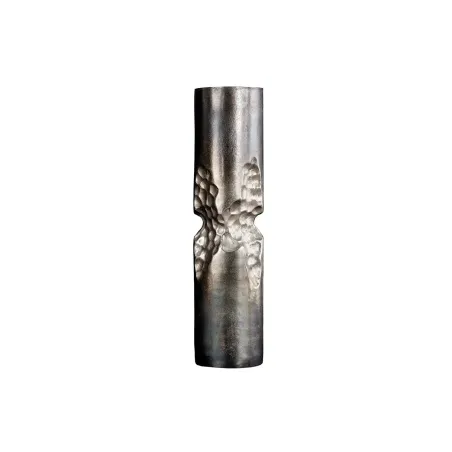 Vase moderne PRECIOUS 50 cm – Métal noir & argent, design martelé, 2-en-1 vase & bougeoir