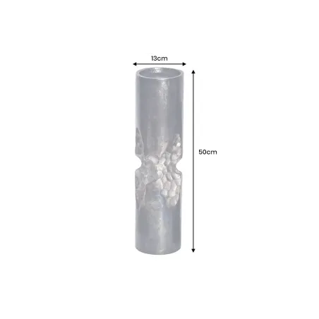Vase moderne PRECIOUS 50 cm – Métal noir & argent, design martelé, 2-en-1 vase & bougeoir