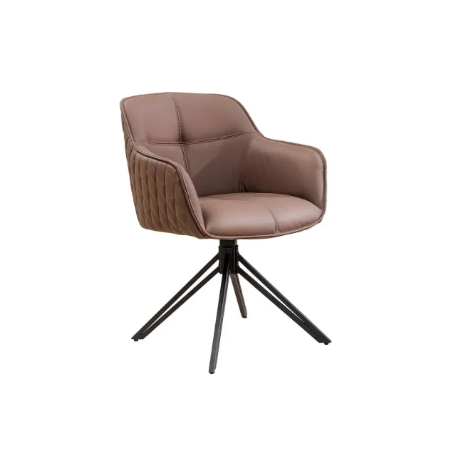 Chaise design EUPHORIA en cuir véritable – Pivotante à 180°, avec accoudoirs et pieds métal noir