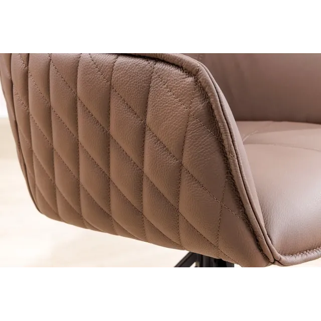 Chaise design EUPHORIA en cuir véritable – Pivotante à 180°, avec accoudoirs et pieds métal noir