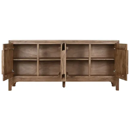 Buffet bas HARMONIA en Bois d’Acacia – Marron Clair – 175 x 40 x 81 cm – 4 Portes 2